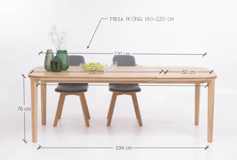 Mesa de comedor extensible madera maciza haya o roble IKONA | VESKOR - Image 9