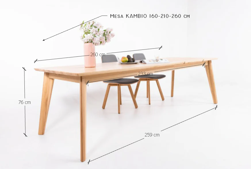 Mesa de comedor extensible madera maciza haya o roble KAMBIO 1 | VESKOR - Image 4