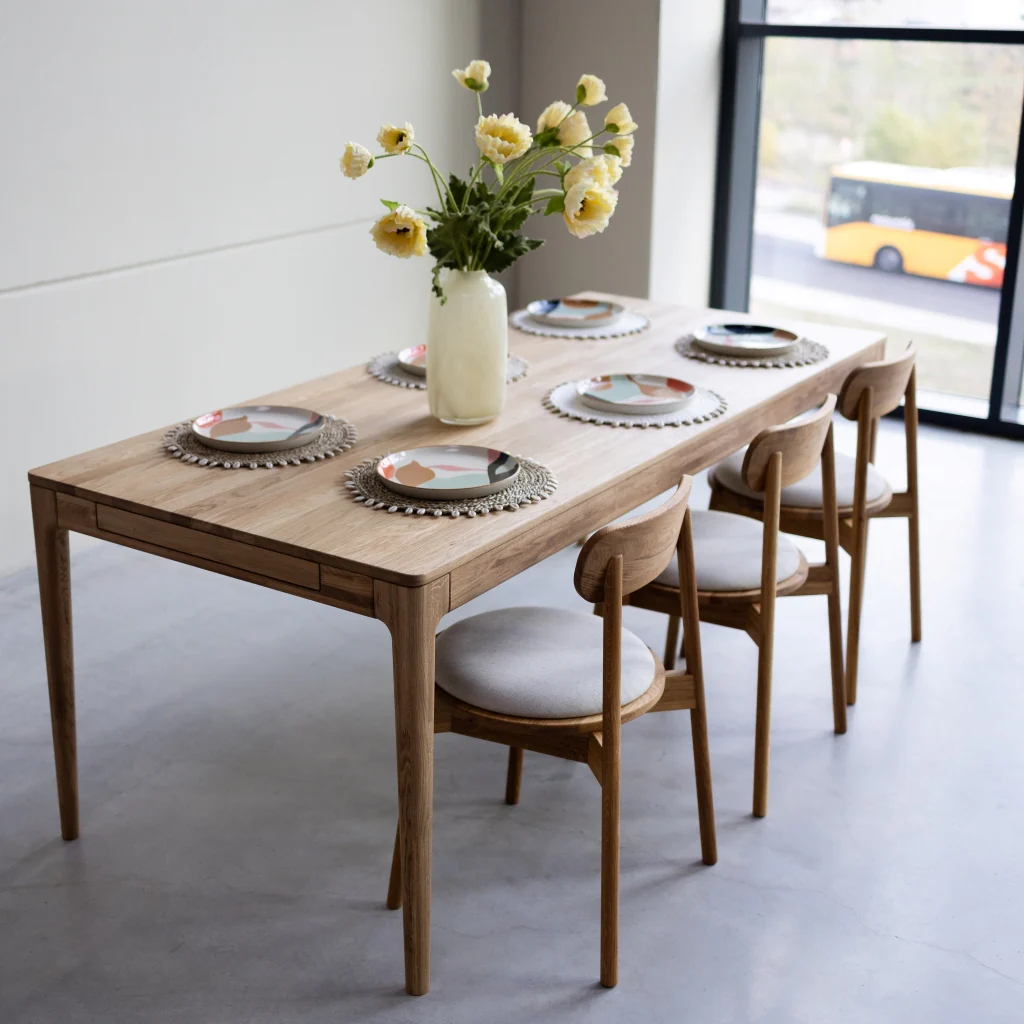 Mesa de comedor extensible de madera maciza de roble BERGAMO | NordicStory - Image 19