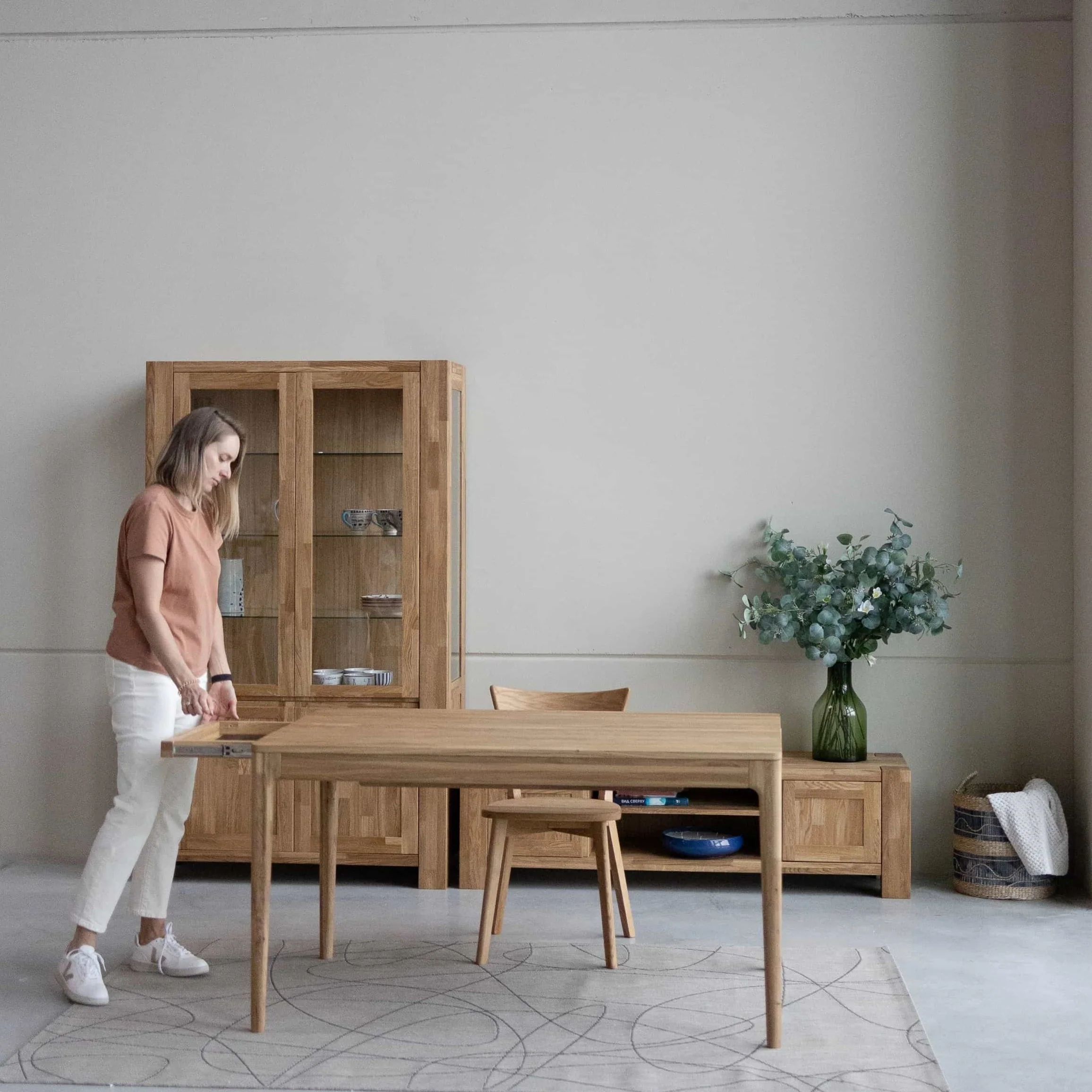 Mesa de comedor extensible de madera maciza de roble BERGAMO | NordicStory - Image 9