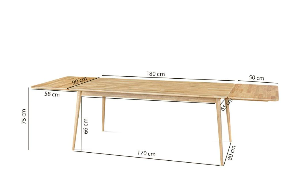 Mesa de comedor extensible de madera maciza de roble MALMO 2 | NordicStory - Image 19