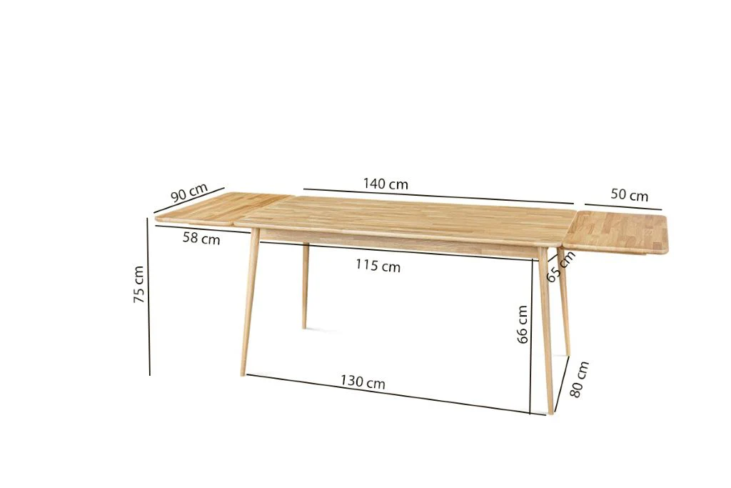Mesa de comedor extensible de madera maciza de roble MALMO 2 | NordicStory - Image 20