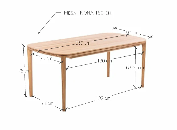 Mesa de comedor fija madera maciza haya o roble IKONA | VESKOR - Image 7