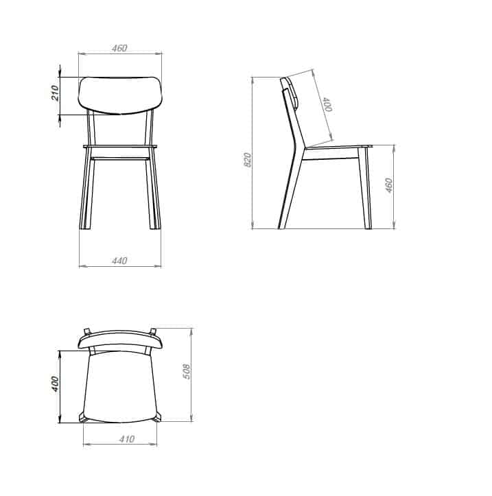 Pack de 2 o 4 Sillas de Comedor Vilna, Estructura de Madera Maciza de Roble, Tapizado | VESKOR - Image 5