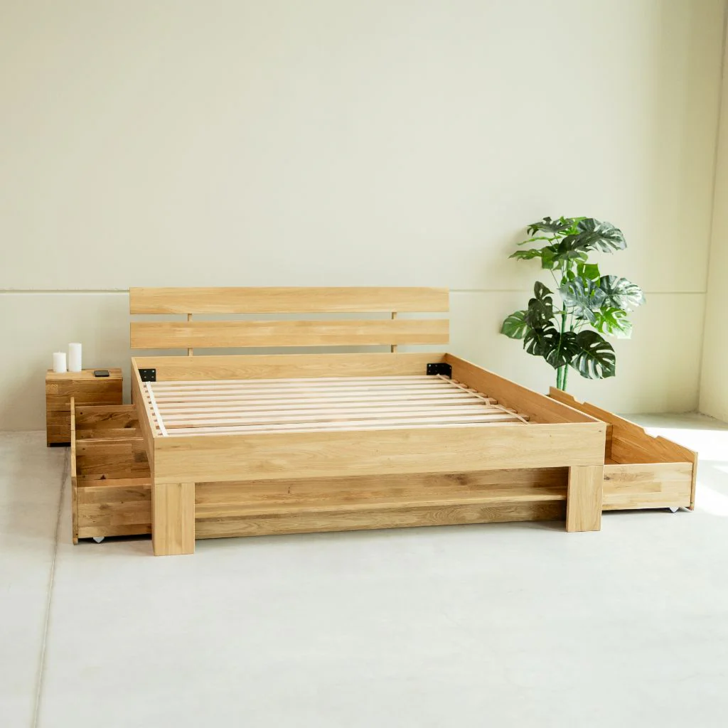 Cama con almacenaje de madera maciza roble UPPSALA | NordicStory - Image 2
