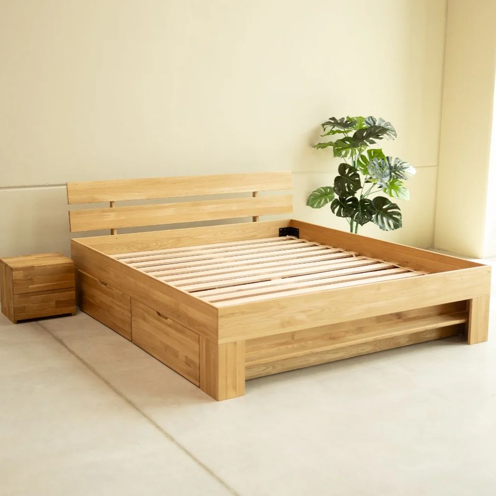 Cama con almacenaje de madera maciza roble UPPSALA | NordicStory - Image 4