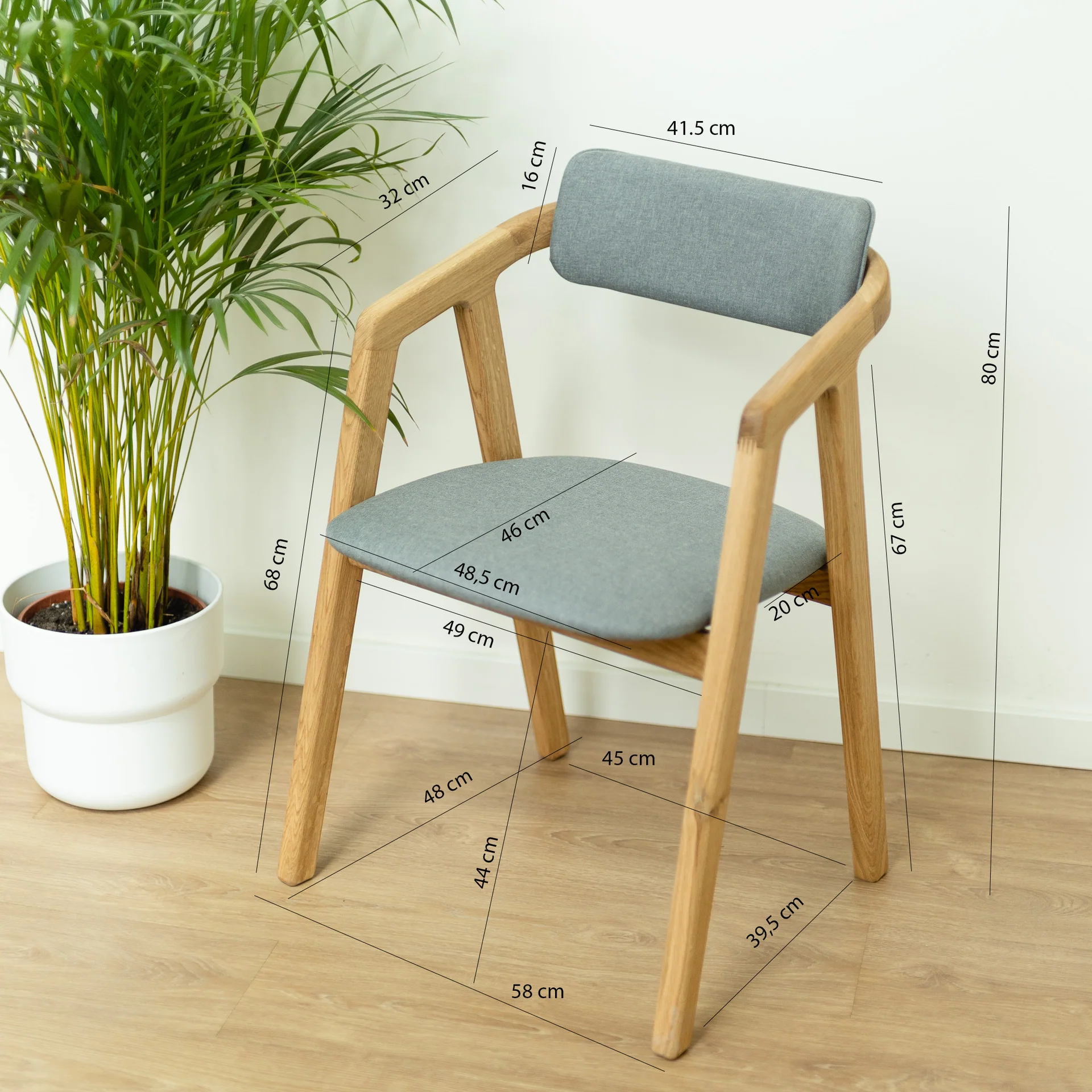 Pack de 2 o 4 Sillas de comedor madera maciza roble tapizadas Soho | NordicStory - Image 10