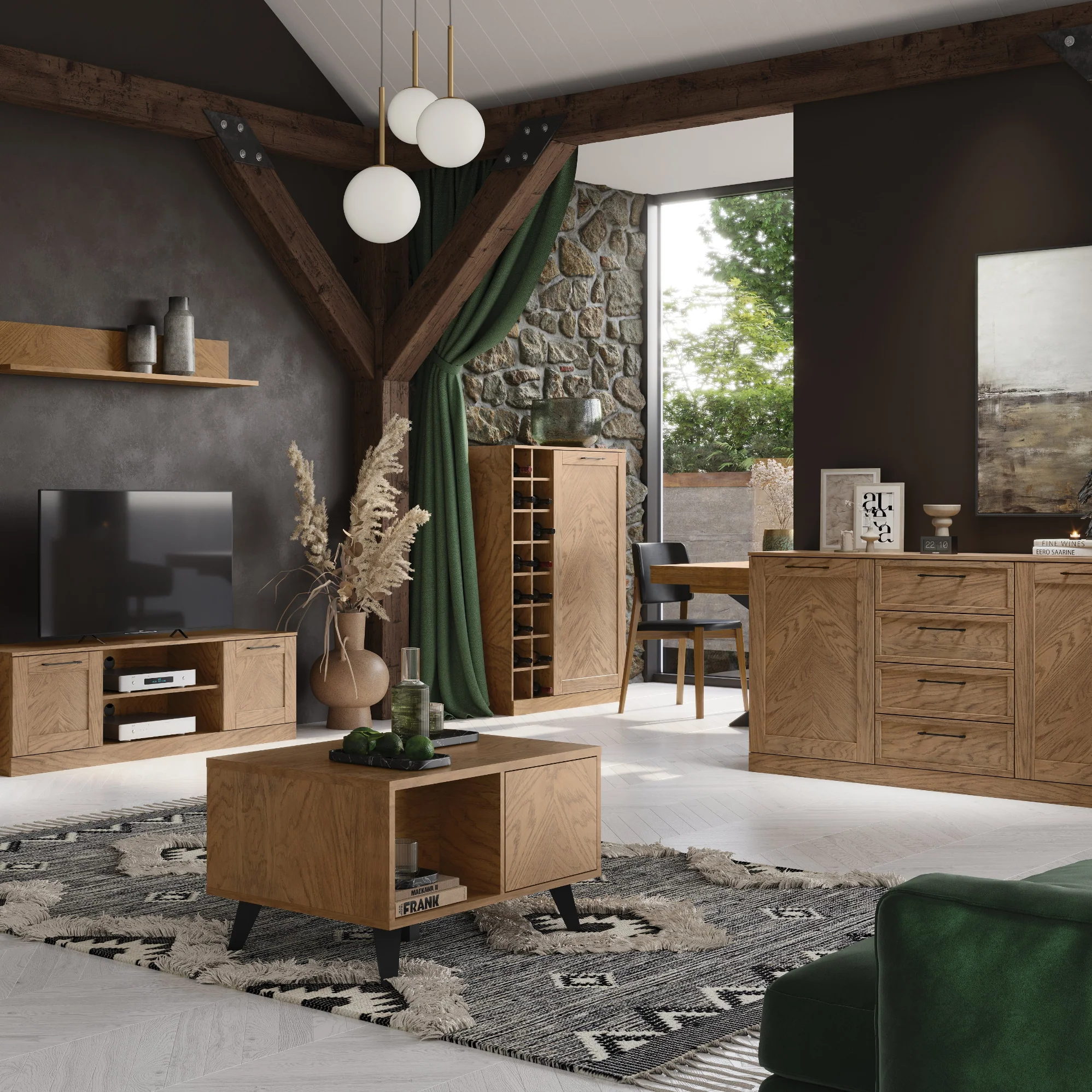 Mueble bar de madera roble COZY 15, 100×140×50 cm | LoftStory - Image 3